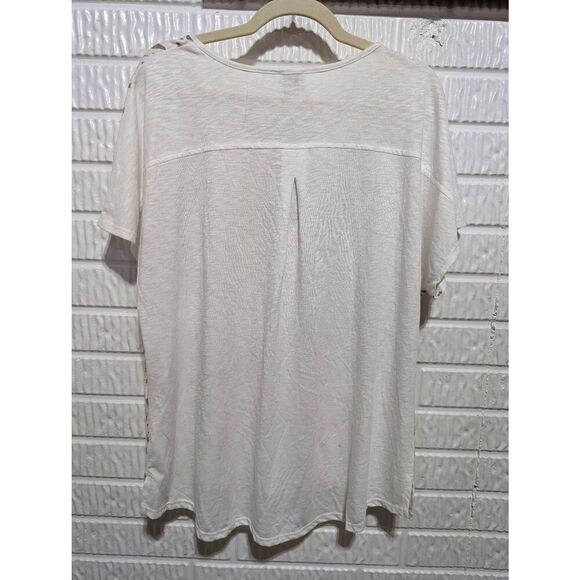 Zenergy by Chicos Womens Neutral Sequin Trim Leopard Ombre Tee Size 3 NWT $69.50 - Picture 3 of 6